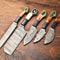 Custom Lot Of 5 Handmade Hammered Damascus Steel Chef Knives Set Professional Full Tang Kitchen Bl