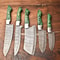 Lot Of 5 Handmade Hammered Damascus Steel Knives Custom Chef Set With Unique Blades 0