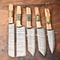 Custom Lot Of 5 Handmade Hammered Damascus Steel Blade Chef Knife Set Professional Handmade Kitche