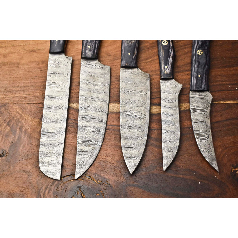 Artisan Handmade Damascus Steel Chef Knife Set 5Piece Hammered Kitchen Collection 2