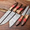 Custom Lot Of 5 Handmade Hammered Damascus Steel Blade Chef Knife Set Professional Handmade Knives