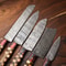 Premium 5Piece Handmade Damascus Steel Chef Knives Full Tang Hammered 2
