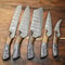 Custom Lot Of 5 Handmade Hammered Damascus Steel Chef Knife Set Professional Handmade Kitchen Kniv