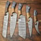 Custom Lot Of 5 Handmade Hammered Damascus Steel Chef Knife Set Professional Handmade Kitchen Kniv