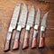 Hand Forged Damascus Steel Chef Knife Set Lot Of 5 Handmade Hammered Kitchen Knives With Razor Sha 1