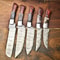 Hand Forged Damascus Steel Chef Knife Set Lot Of 5 Handmade Hammered Kitchen Knives With Razor Sha 0