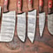 Custom Lot Of 7 Handmade Hammered Damascus Steel Chef Knife Set Professional 7Piece Kitchen Knives