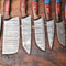 Custom Lot Of 7 Handmade Hammered Damascus Steel Chef Knife Set Professional 7 Knives 3