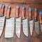 Custom Lot Of 7 Handmade Hammered Damascus Steel Chef Knife Set Professional 7 Knives 0