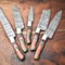 Custom Lot Of 5 Handmade Hammered Damascus Steel Chef Knife Set Professional Handmade Knives 3