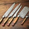 Hammered Damascus Steel Chef Knives Lot Of 5 Professional Handmade Set 0