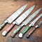 Professional Chef Knife Set 5 Handmade Hammered Damascus Steel Blades 1