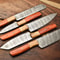 Lot Of 5 Handmade Damascus Steel Chef Knife Set With Leather Sheath Custom Hammered Kitchen Knives 0