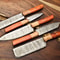 Lot Of 5 Handmade Damascus Steel Chef Knife Set With Leather Sheath Custom Hammered Kitchen Knives 3