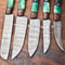 Unique Handmade Damascus Steel Chef Knife Set 5Piece Hammered Blades 3