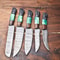 Unique Handmade Damascus Steel Chef Knife Set 5Piece Hammered Blades 0