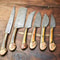 Lot Of 5 Artisan Damascus Steel Kitchen Knives Handmade Hammered Design 1