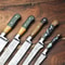 Custom Lot Of 5 Handmade Damascus Steel Chef Knives Hammered Kitchen Knife Set 1