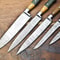 Custom Lot Of 5 Handmade Damascus Steel Chef Knives Hammered Kitchen Knife Set 2