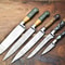 Custom Lot Of 5 Handmade Damascus Steel Chef Knives Hammered Kitchen Knife Set 3