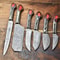 Hammered Damascus Steel Chef Knife Collection 6 Handmade Professional Blades 0