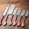 Professional Handmade Damascus Steel Chef Knives Set Of 6 Hammered Blades 1