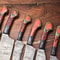 Professional Handmade Damascus Steel Chef Knives Set Of 6 Hammered Blades 2