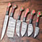 Professional Handmade Damascus Steel Chef Knives Set Of 6 Hammered Blades 0