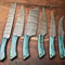 Lot Of 6 Forged Damascus Steel Chef Knives Handmade Kitchen Cutlery Set 1