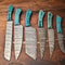 Lot Of 6 Forged Damascus Steel Chef Knives Handmade Kitchen Cutlery Set 0