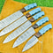 Lot Of 5 Authentic Damascus Steel Chef Knives Handmade Forged 1