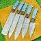 Lot Of 5 Authentic Damascus Steel Chef Knives Handmade Forged 0