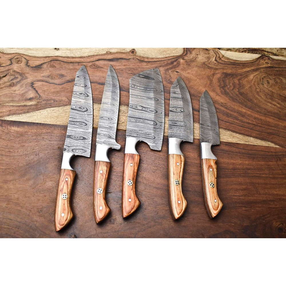 Handcrafted Damascus Steel Chef Knife Set Lot Of 5 Professional Knives 1