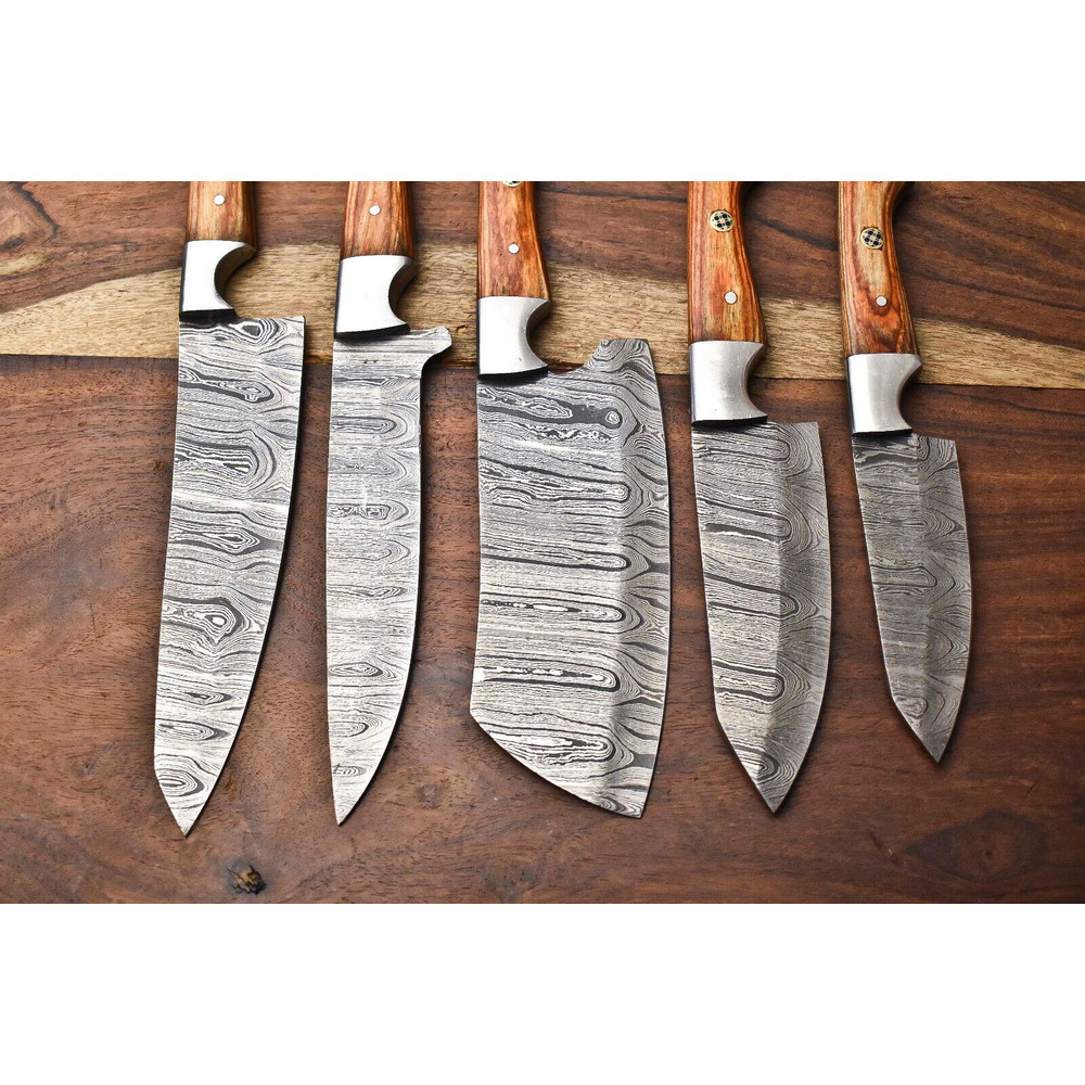 Handcrafted Damascus Steel Chef Knife Set Lot Of 5 Professional Knives 3