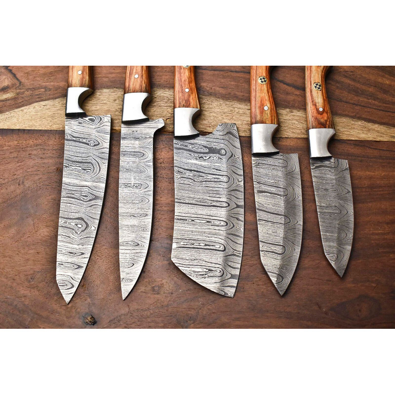 Handcrafted Damascus Steel Chef Knife Set Lot Of 5 Professional Knives 3