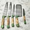 HandForged Lot Of 5 Damascus Steel Chef Knife Set Custom Handmade Kitchen Knives With Leather Shea