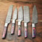 Custom Lot Of 5 Handmade Hammered Damascus Steel Chef Knives Set Professional Kitchen Knife Collec 1