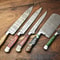 Lot Of 5 Professional Handmade Damascus Chef Knives Full Tang Hammered Steel Blades 1