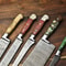 Lot Of 5 Professional Handmade Damascus Chef Knives Full Tang Hammered Steel Blades 2