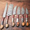 Professional 6Piece Damascus Steel Chef Knives Handmade Hammered Kitchen Knife Collection 1