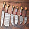 Professional 6Piece Damascus Steel Chef Knives Handmade Hammered Kitchen Knife Collection 0