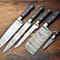 Custom Lot Of 5 Handmade Damascus Steel Chef Knife Set Premium Hammered Kitchen Knives 0