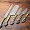 Professional 5Piece Damascus Chef Knives Set Handmade Hammered Steel Blades 1