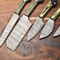 Professional 5Piece Damascus Chef Knives Set Handmade Hammered Steel Blades 3