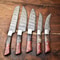 Custom Handmade Hammered Damascus Steel Chef Knife Set Lot Of 5 Kitchen Tools 1