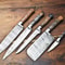 Custom Lot Of 5 Handmade Hammered Damascus Steel Chef Knives Set Professional Kitchen Cutlery Coll