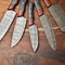 Handcrafted Damascus Steel Chef Knives Lot Of 5 Hammered Kitchen Cutlery Set 3
