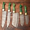 Custom Lot Of 5 Damascus Chef Knives Handmade Hammered Steel Kitchen Set 0