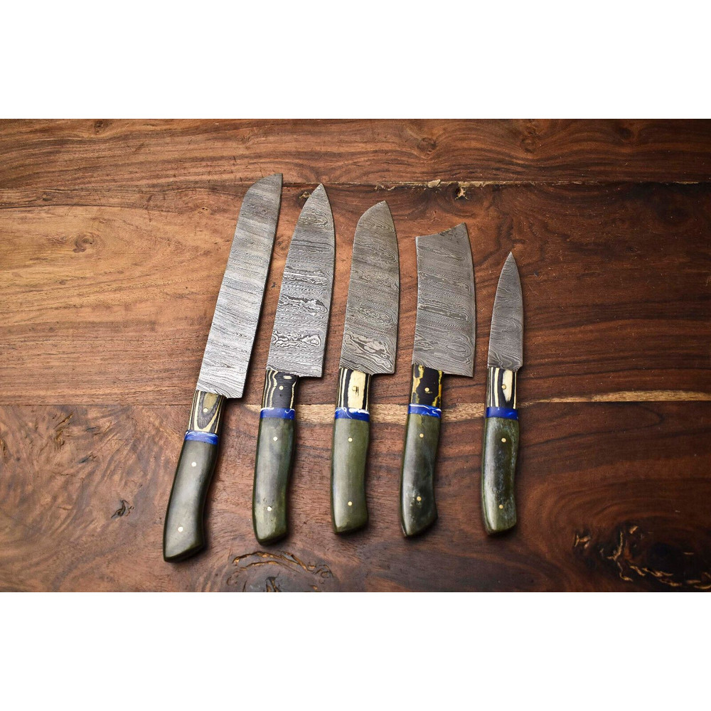 Hand Forged Damascus Steel Chef Knives Set Of 5 Professional Kitchen Blades 1