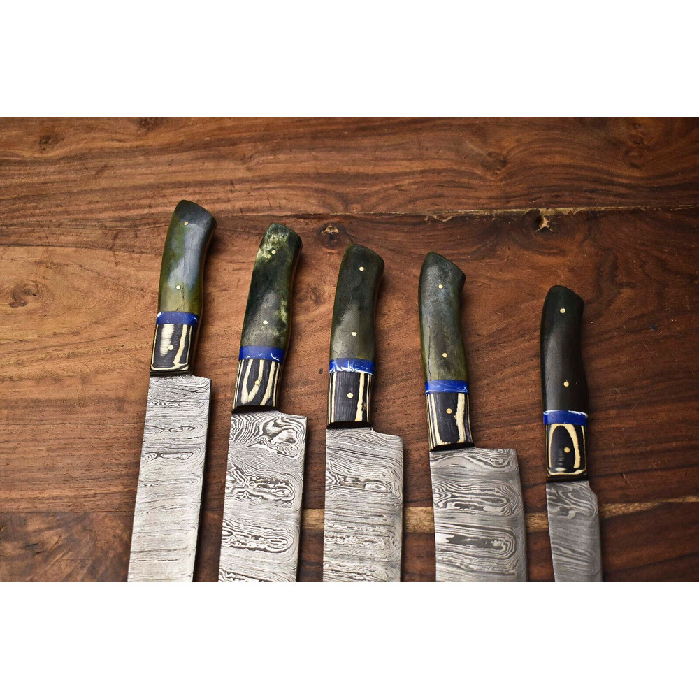 Hand Forged Damascus Steel Chef Knives Set Of 5 Professional Kitchen Blades 2